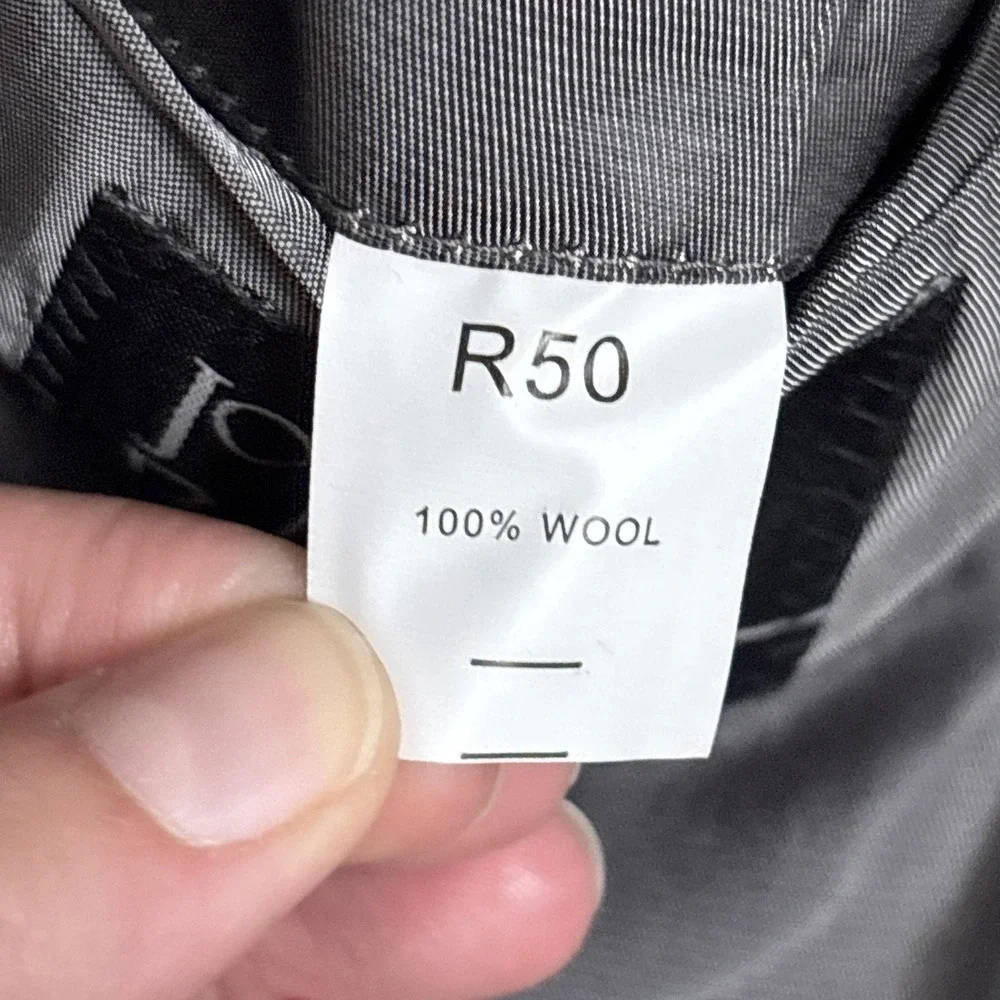 Jos A Bank Sport Coat 50R Gray Glen Check Plaid Wool Blazer Jacket Business